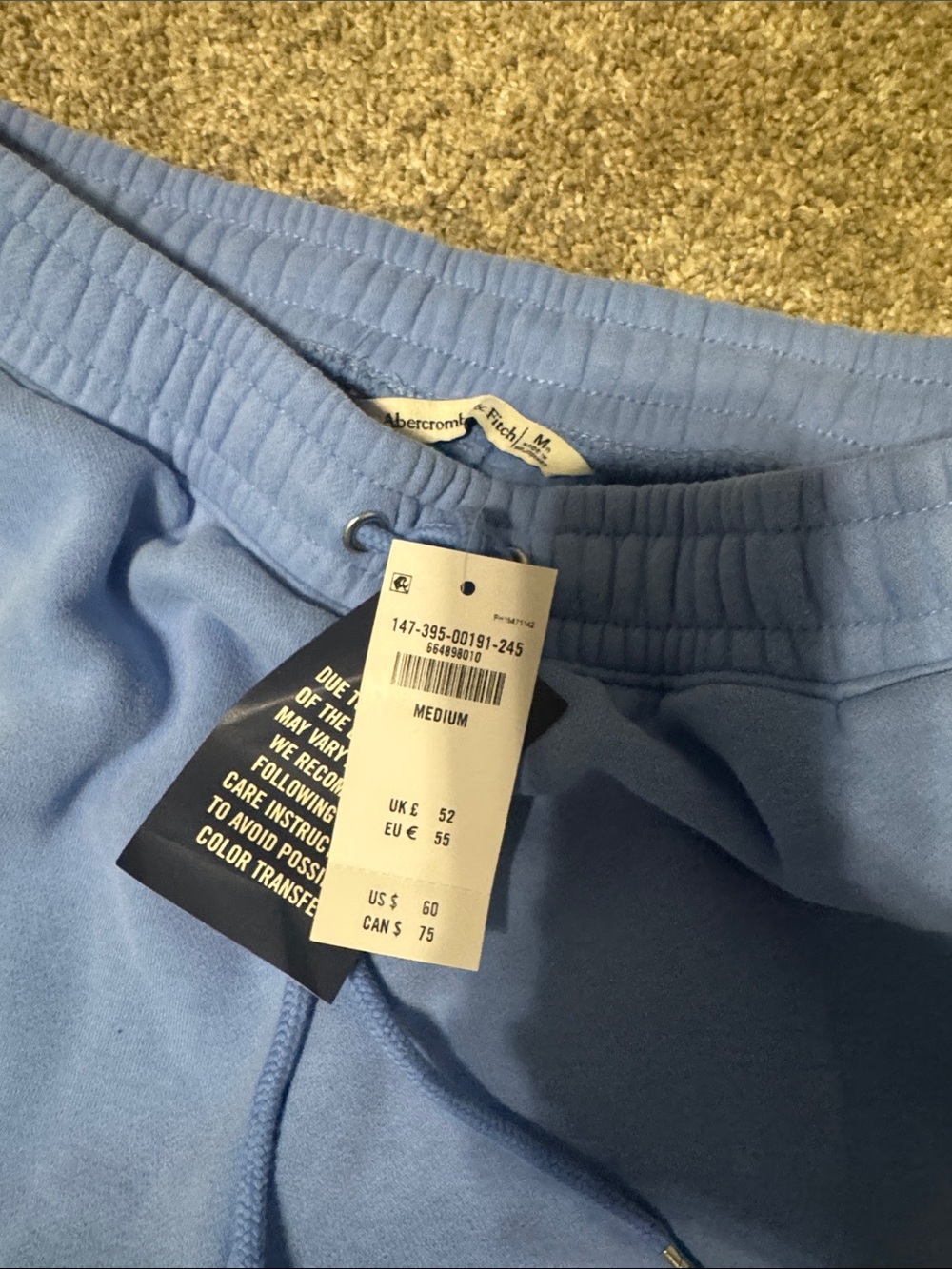 Abercrombie & Fitch Light Blue Fleece Joggers - Picture 2 of 5
